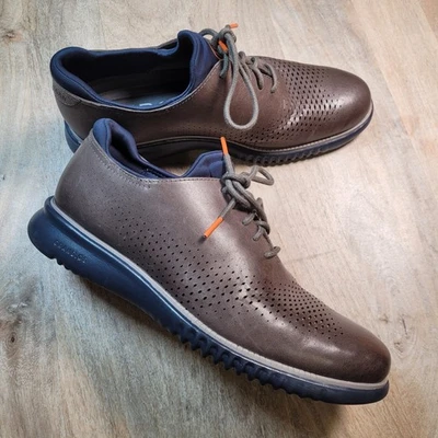 Zapatos Oxford Cole Haan 2.Zerogrand Para Hombres Talla 8.5 M Gris Informales Cuero Punta de Ala Foto 1 de 4