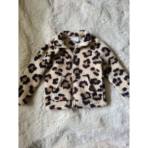 Children's Place Cheetah Sherpa Zip up Jacket size 4 - Picture 1 of 3