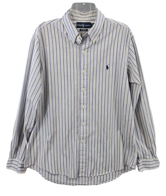 Camisa de vestir Ralph Lauren ajuste personalizado para hombre a rayas azul caballo talla grande Foto 1 de 4