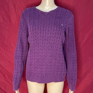 Lauren Ralph Lauren Classic Eggplant Pullover Pulli mit Zopfmuster Gr. XL - Bild 1 von 8