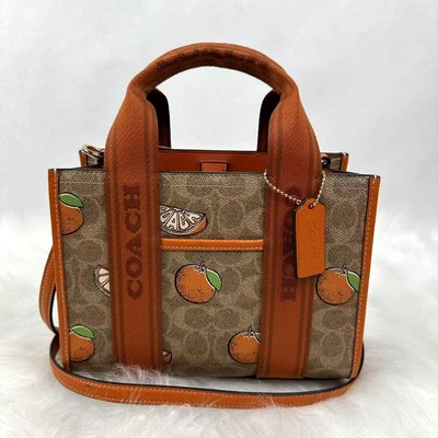 Coach Smith Tote Bag 24 Crossbody In Sig Canvas W/ Orange Print In Tan CAR81 NWT - Image 1 of 4