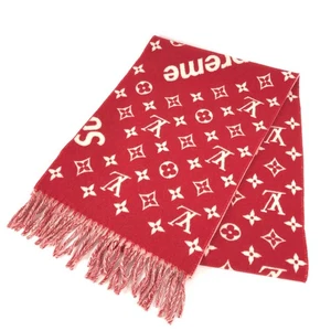 LOUIS VUITTON MP1890 Supreme collaboration fringe Scarf Wool / Cashmere Red - Picture 1 of 10