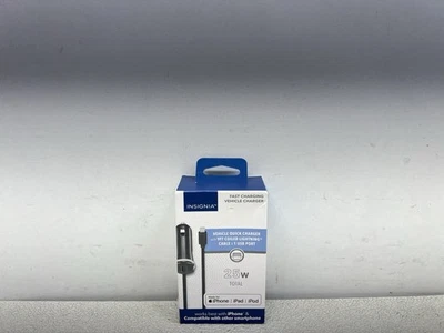 Insignia - 25W Lightning Vehicle Charger with 9ft coiled cable - Black - - Image 1 of 2