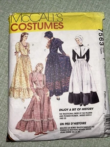 McCall's 7563 Pioneer, Pilgrim Dress COSTUME Sz 16-20 Paper Pattern - Picture 1 of 1