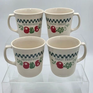 Corelle Corning Farm Fresh Mugs Set Of 4 Jam Jelly Homemade Made USA - Picture 1 of 4