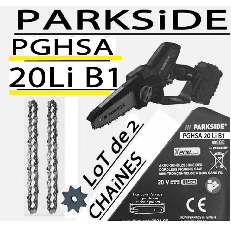 PARKSIDE lot 2 chains mini chainsaw PGHSA 20-Li B1 PGHSA guide 1/4 hp 6'p - Image 1 of 1