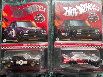 JOB LOT X2 Hot Wheels RLC 1972 Skyline H/T 2000GT-R advan + purple  - Image 1 of 4