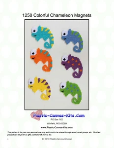 Chameleon Magnets- Plastic Canvas Pattern or Kit - Picture 1 of 1