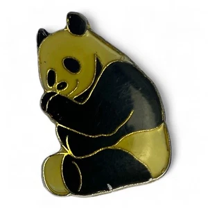Panda Bear Vintage Enamel Hat Lapel Vest Dress Uniform Pin 1980s Cloisonne - Picture 1 of 4