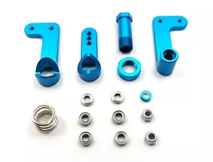 ASC7255 Aluminum Steering Bellcranks /Servo Saver Blue For Team Associated RC10T - Picture 1 of 5