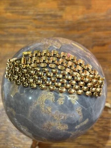 Vintage Napier goldfarben geflochten dreireihig breit Glieder elegantes Armband 7,5" - Bild 1 von 10