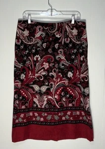 Christopher & Banks Dark Red Paisley Pencil Maxi Straight Skirt Size 12 1001 - Picture 1 of 6