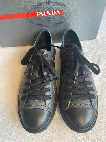 PRADA Scarpa da Tennis Grigio Saffiano Pelle di Vitello 4E2098 Uomo 6 UK 7 US 39.5 EU