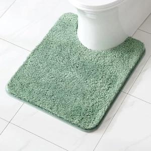 Microfiber Toilet Bath Mat U-Shaped Contour 20''x24'' U-shape Sage Green - Picture 1 of 7