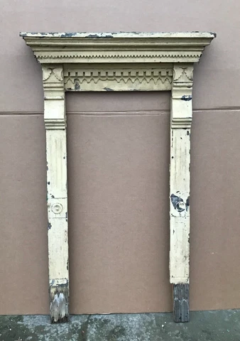 Antique VTG Shabby Victorian Pediment 47x63 Top Door Window Surround Old 278-23B Cover
