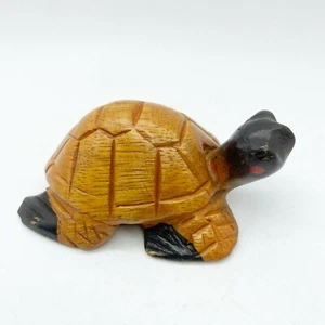 Turtle Wood Animal Vintage Hand Craved Figurine Lovely Sculpture Painted Cute - Picture 1 of 12
