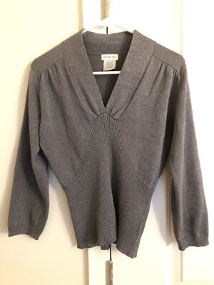 Suéter Top Mujer George Gris Plateado Talla Pequeña 4/6 Mangas 3/4 Acanalado Seda Foto 1 de 4