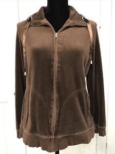 Chico’s Size 1 Brown Velour Zip front jacket with long sleeves - Picture 1 of 5