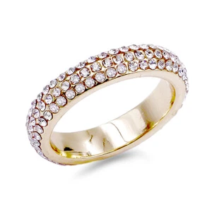 Anillo de eternidad pavimentado de cristal de 3 filas para mujer - Imagen 1 de 9