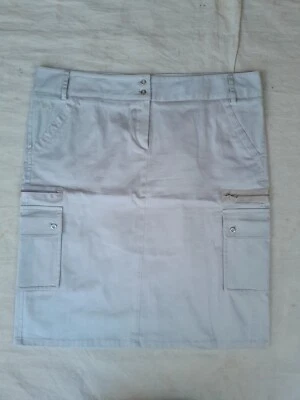 Falda Burberry Mujer 14 Beige Elastizada Bordado Logo Hecha en España EU50 Foto 1 de 4