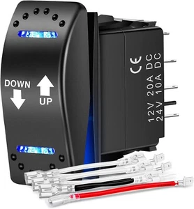 Nilight Down Up Polarity Reverse Switch DPDT 12V 24V Toggle Switch Jumper Wires - Picture 1 of 7