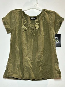 Girls' Short Sleeve Lace-Up T-Shirt - Art Class - Olive (Green) Size: XS (4/5) - Picture 1 of 2