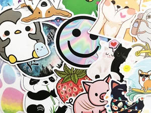 50 Cute Mixed Sticker Lot Set Fun Pack Decoration Laptop Phone Truck Decals - Picture 1 of 4