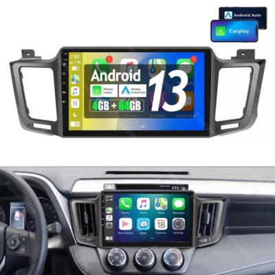 4+64 GB para Toyota RAV4 2013-2018 Android 13 Apple Carplay coche estéreo radio GPS Foto 1 de 4