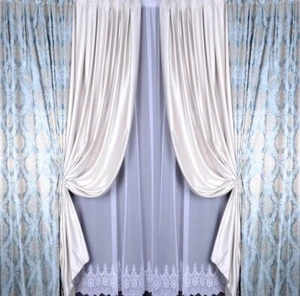 Luxus Jacquard Vorhang Set 2x fertig Gardinen Volants Falten nach Maß Wohnzimmer - Bild 1 von 11