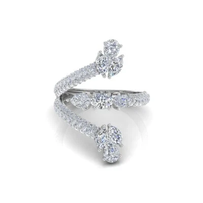 Anillo de compromiso de diamantes talla marquesa y pera H/SI de 2,50 quilates regalo de oro blanco de 18 k Foto 1 de 4