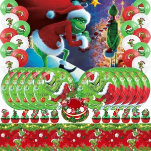 El Grinch Suministros de Fiesta Decoración de Navidad Set Platos Globos Banner 5x3 pies - Imagen 1 de 8