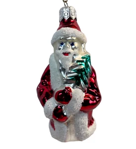 Molde Vidrio Soplado Adorno de Navidad Papá Noel con Árbol Mica Vintage Polonia 3.5" H - Imagen 1 de 7