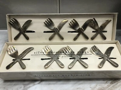 Juego de 8 servilleteros Pier 1 Importaciones, 2 cajas plateados cubiertos Foto 1 de 4