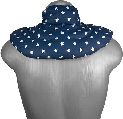 Nackenhörnchen mit Stehkragen Sterne-blau; Wärmekissen Körnerkissen Nackenkissen - Bild 1 von 4