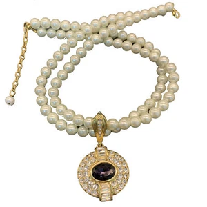 Fashionable Crystal Rhinestone Pendant Pearl Necklace Jewelry Anniversary Gifts - Afbeelding 1 van 6