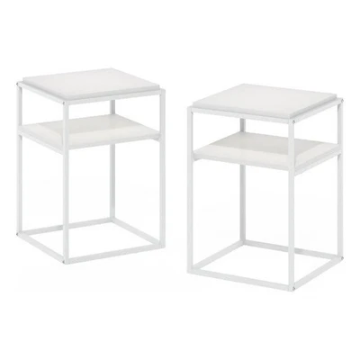 Furinno Moretti 2-Tier Lifestyle Stackable Shelf in Solid White Set of 2 - Image 1 of 4