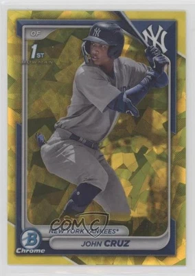 2024 Bowman Sapphire Edition Chrome Prospects Yellow /75 John Cruz #BCP-77 - Image 1 of 2