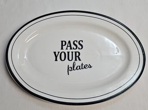 HOME ESSENTIALS "PASS YOUR PLATES" OVAL SERVING PLATTER - BLACK/WHITE  - Picture 1 of 10