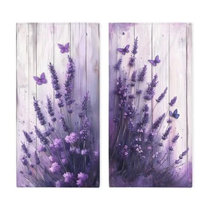 Purple Floral Bath Hand Towels Absorbent Lavender Flowers Decorative Hand Tow... - Picture 1 of 7