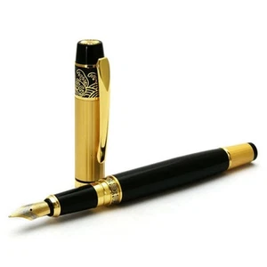Pluma Estilográfica Negra Dorada Vintage Escritura Pluma Estilográfica Fácil de Manejar CHW - Imagen 1 de 8