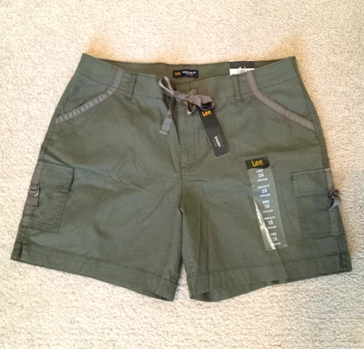 Shorts Lee Cargo Feminino Tamanho 16 Asfalto Verde Oliva Cintura Média Novo com Etiqueta - Imagem 1 de 4
