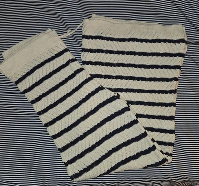 Aerie Women’s Large Crochet White & Navy Wide Leg Loungepants - Image 1 of 2