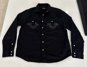 Camicia nera VERA RELIGIONE uomo western perla bottoni a pressione manica lunga taglia S - Foto 1 di 9