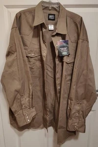 Men's KEY Long Sleeve Welder's Western Snap LT Work Shirt in Khaki NWT - Picture 1 of 5