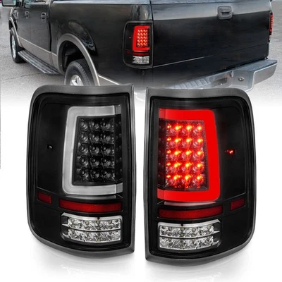 Conjunto de luz trasera LED de lente transparente negra con barra de luz para Ford F-150 2004-2008 Foto 1 de 4