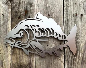 CARP FISH STEEL WALL ART FISHING FISHERMAN HOME DECOR DECORATIVE GIFT - Picture 1 of 8