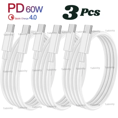 PD 60W USB-C to USB-C Fast Charger Charging Cord Cable For Samsung Macbook Pro - Image 1 of 4