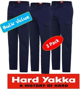 HARD YAKKA - 3 PACK - ’CORE BASIC’ STRONG DRILL CARGO WORK PANT 280gsm - Y02570 - Picture 1 of 3