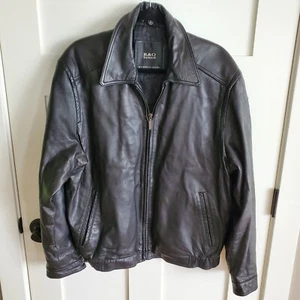 Reilly Olmes Mens Large Black Buttery Soft Leather Bomber Jacket Moto Biker R&O* - Picture 1 of 19