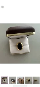 14K Yellow Gold & Black Onyx Large Oval Ring Size7 - Picture 1 of 9